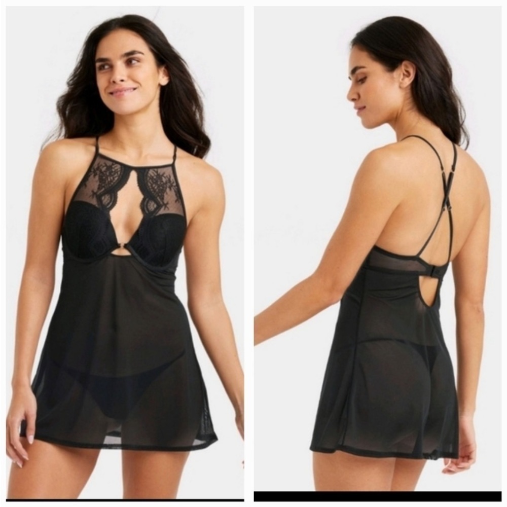 Women's Auden High Neck
Babydoll with thong nwt